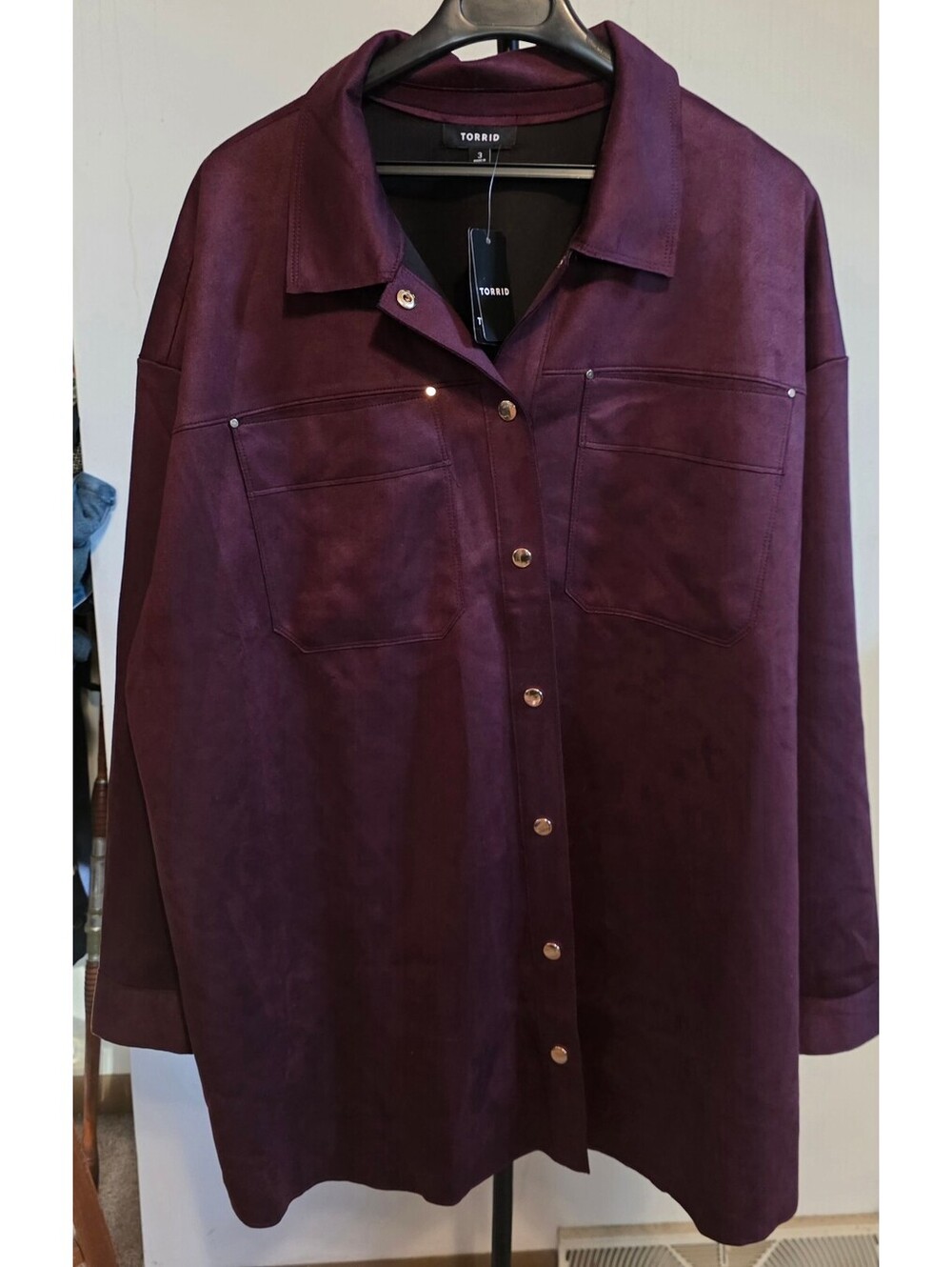 Torrid Fauz Suede Button Down Shacket (Shirt-Jacket)